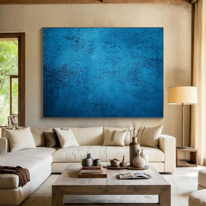 Solid Blue Textured Background - Minimalist Abstract Painting On Canvas HB0470