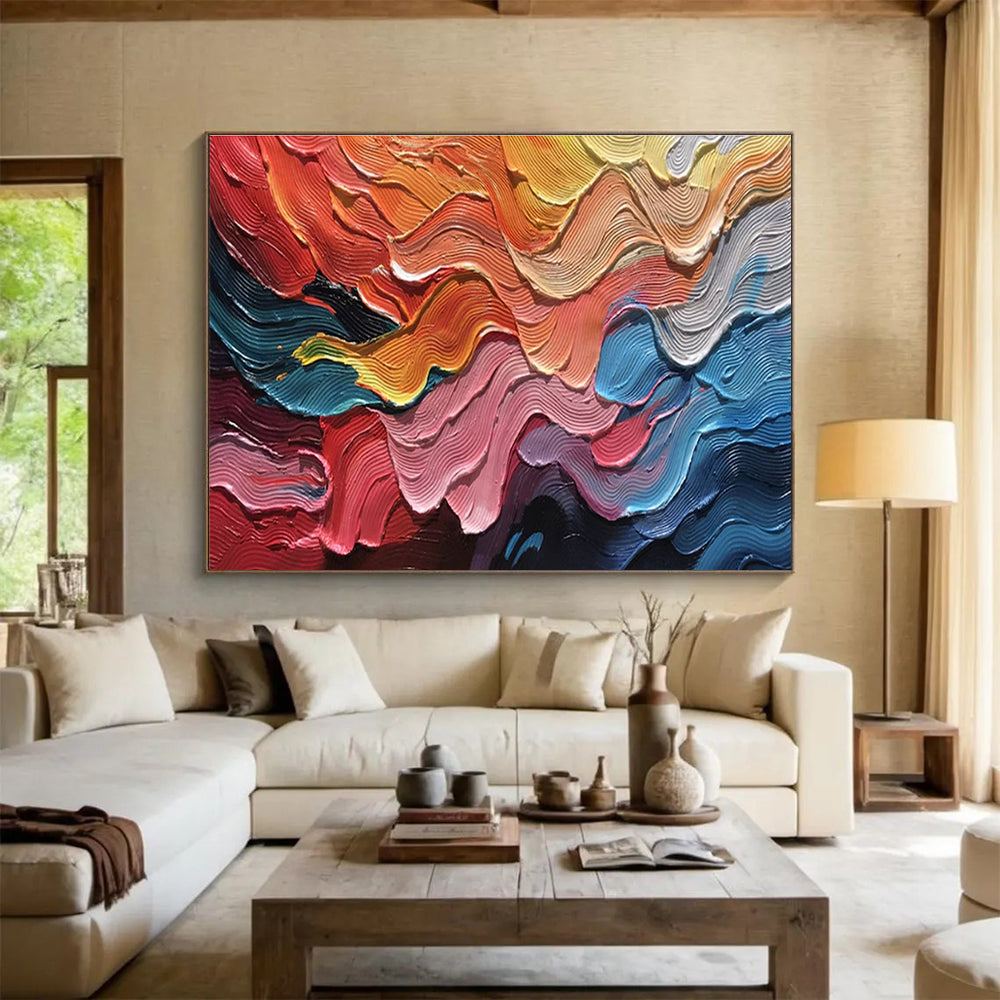 Refined Original Immense Textured Handmade Abstract Painting for Sophisticated Interiors DKH823