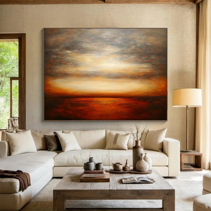 “Warm - Toned Sunset Sea” - Impressionist Landscape Painting HB0534