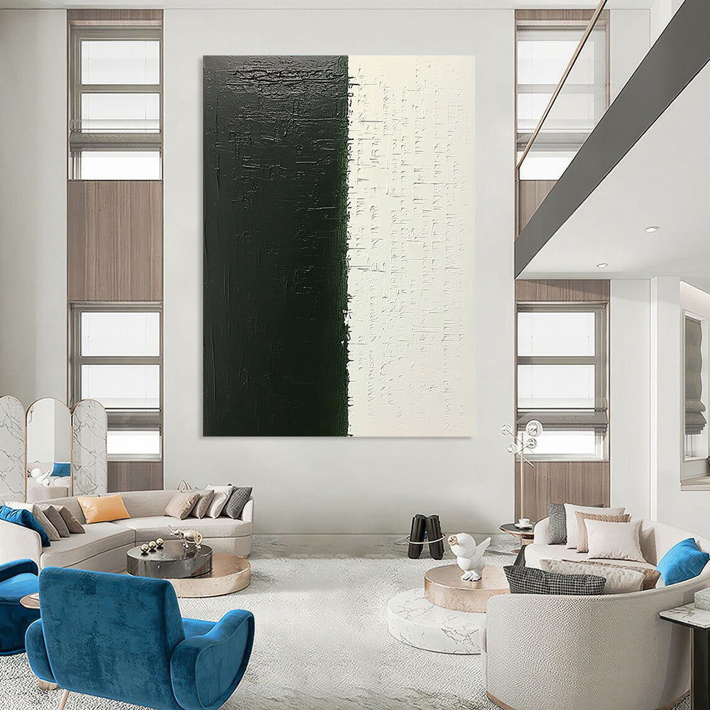 Contemporary abstract canvas featuring dark green handwritten text and layered black ink, evoking a sense of hidden narratives awaiting discovery. DLZ1522