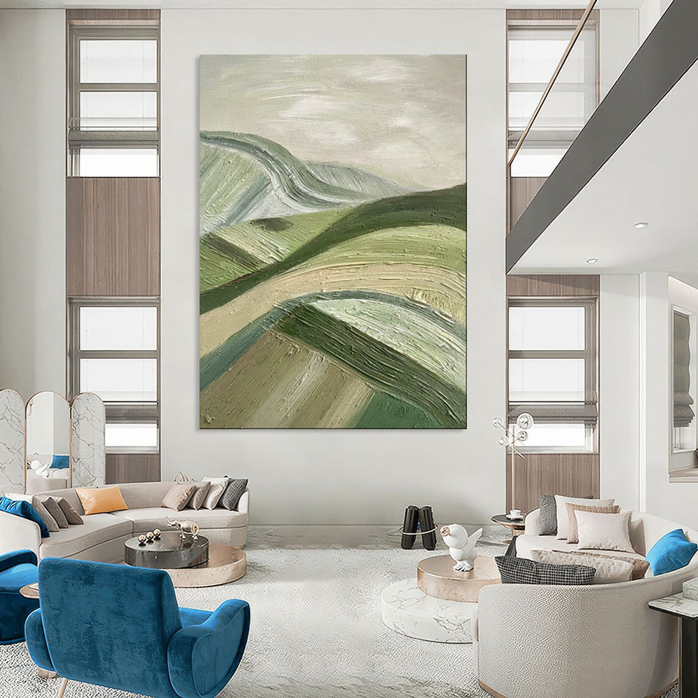 Subtle & Understated Hand-Painted Custom Abstract Painting for Office & Hallway LargeART1988