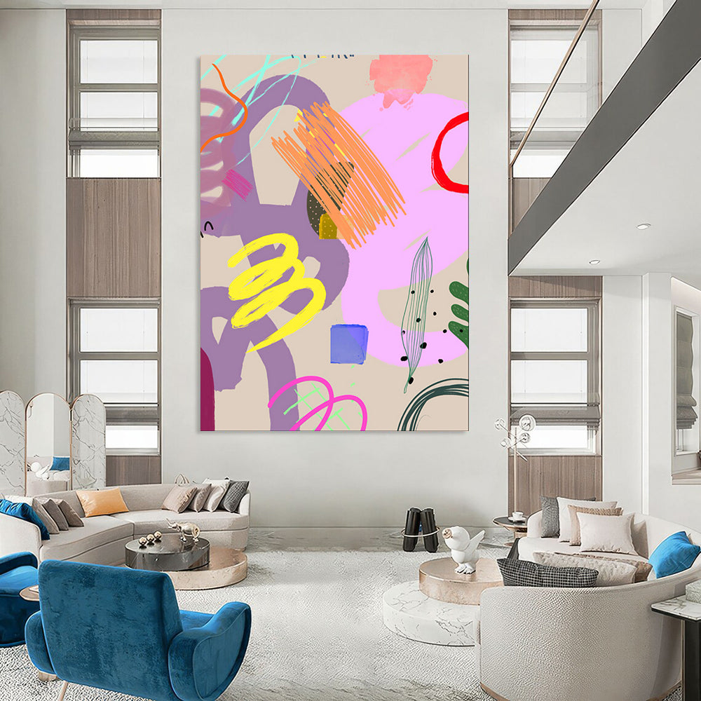 Whimsical & Fantasy Hand-Painted Custom Abstract Painting for Bedroom & Living Room LargeART2008