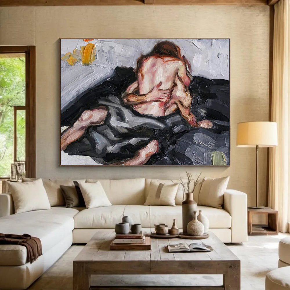 Massive Hand - Painted Textured Abstract Canvas for Living Room & Entryway DKH613