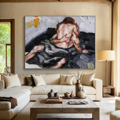 Massive Hand - Painted Textured Abstract Canvas for Living Room & Entryway DKH613