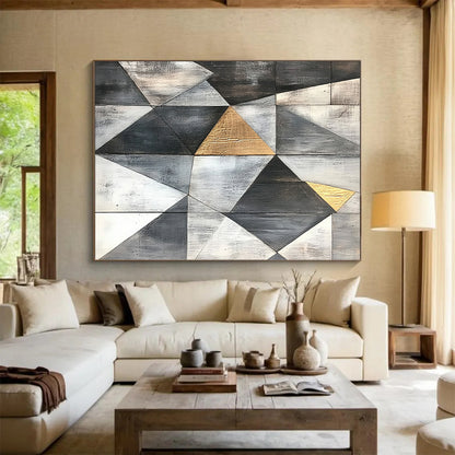 Black, White, Gold, Dynamic Cross "Gilded Crossroads" Abstract Expressionist Painting On Canvas HB119