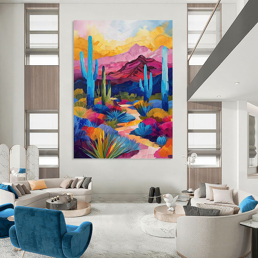 Sky - High Vertical Hand - Painted Textured Custom Abstract Mural for Bar and Hallway DKH1556