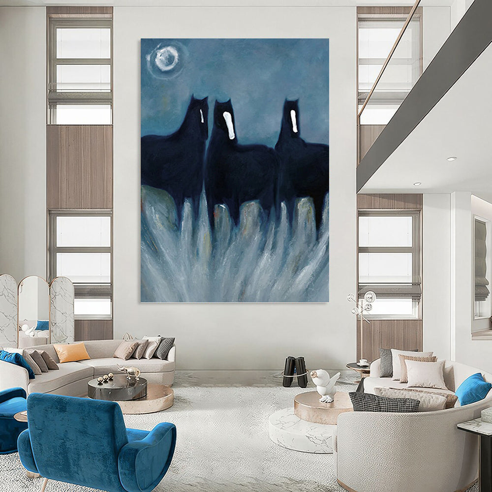 Large - Scale Hand - Painted Custom Abstract Canvas (with Unique Textures), for Decorating Dining Room and Bar DKH1444