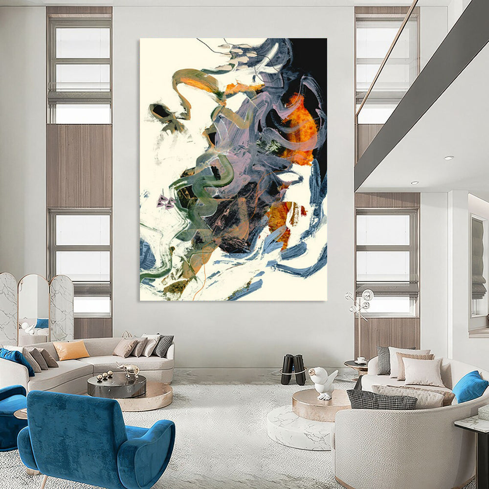 Large-Format-Scale Hand-Painted Abstract Canvases for Bedroom & Hallway LargeART2312