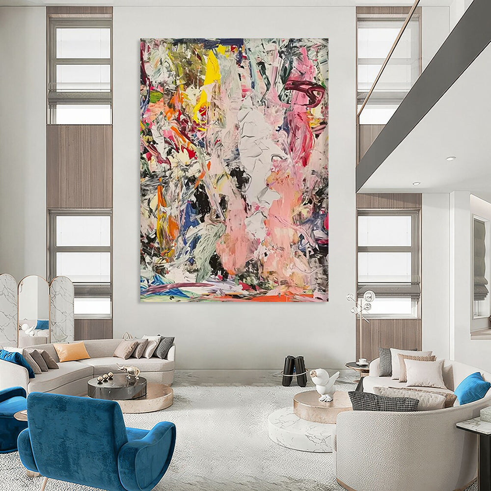 Silken Tapestry: Mega - Sized Hand - Painted Textured Custom Abstract Gem for Dining Room and Hallway DTP097