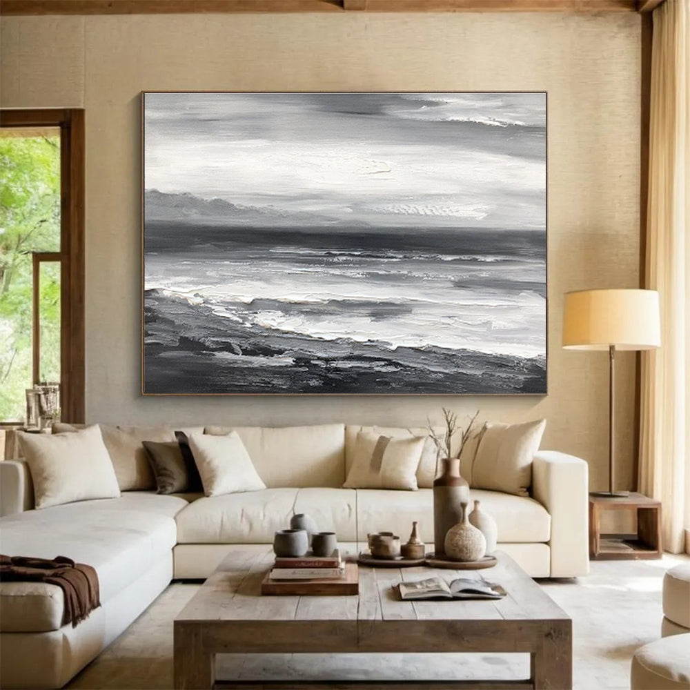 Dramatic Hand - Painted Textured Abstract Painting for Entryway & Living Room DKH632