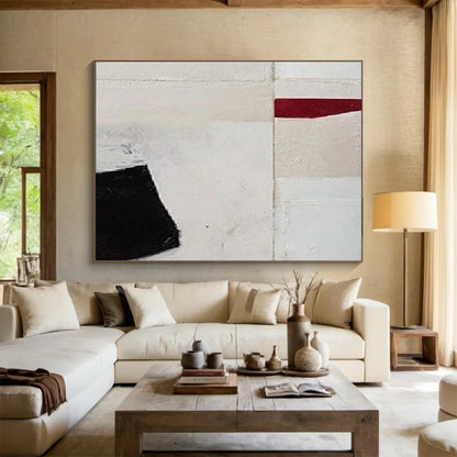 Black - Red Minimalist Abstract - Modern Gallery Wall Piece DLZ110