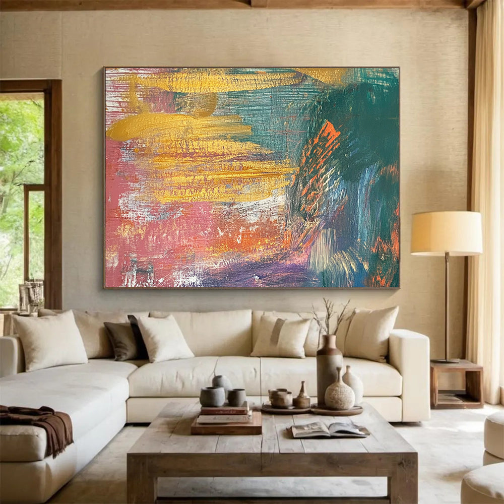 Colorful Abstract Sunset Hues - Vibrant Abstract Painting On Canvas HB0491