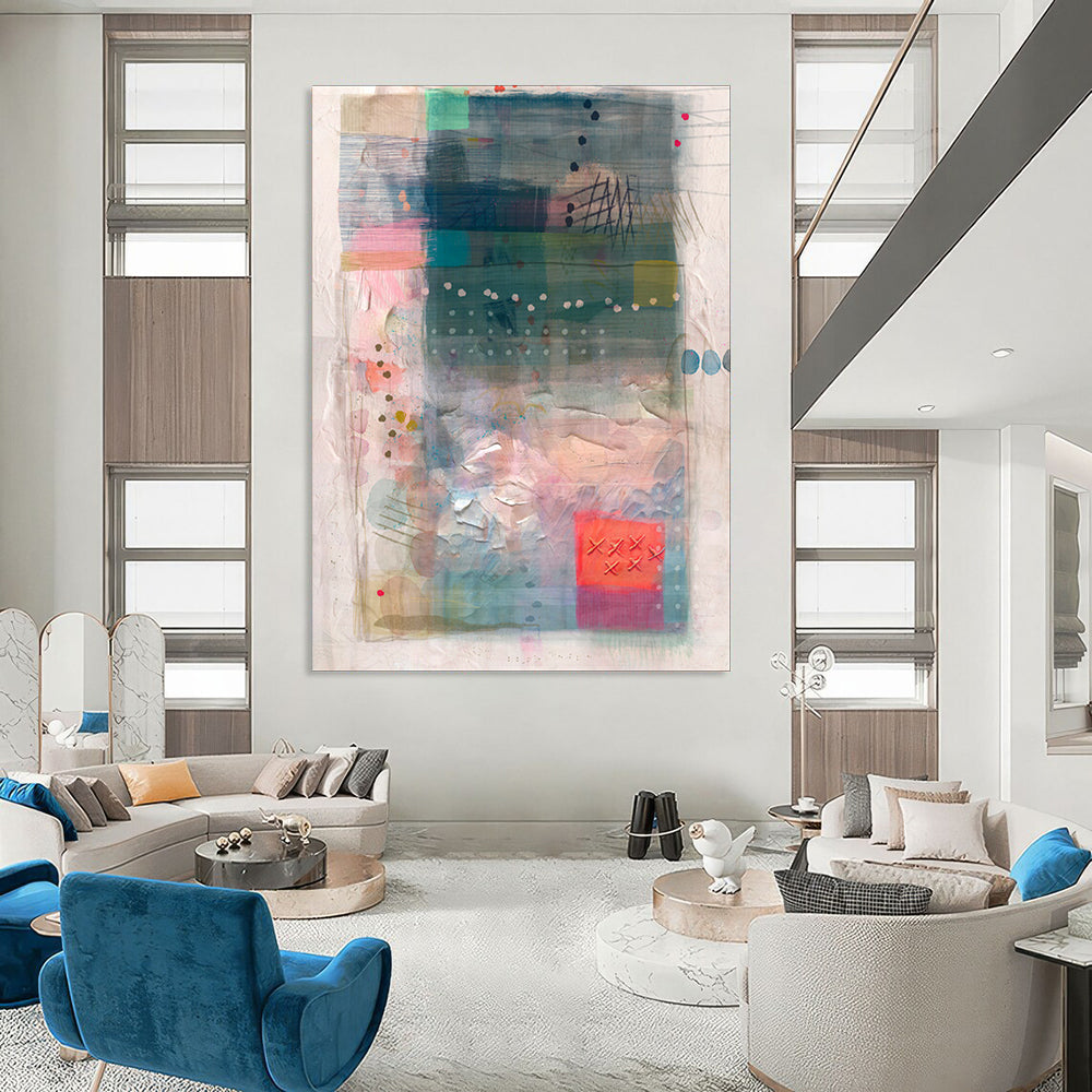 Custom Hand-Painted Abstract Mural for Dining Room & Hotel LargeART1858