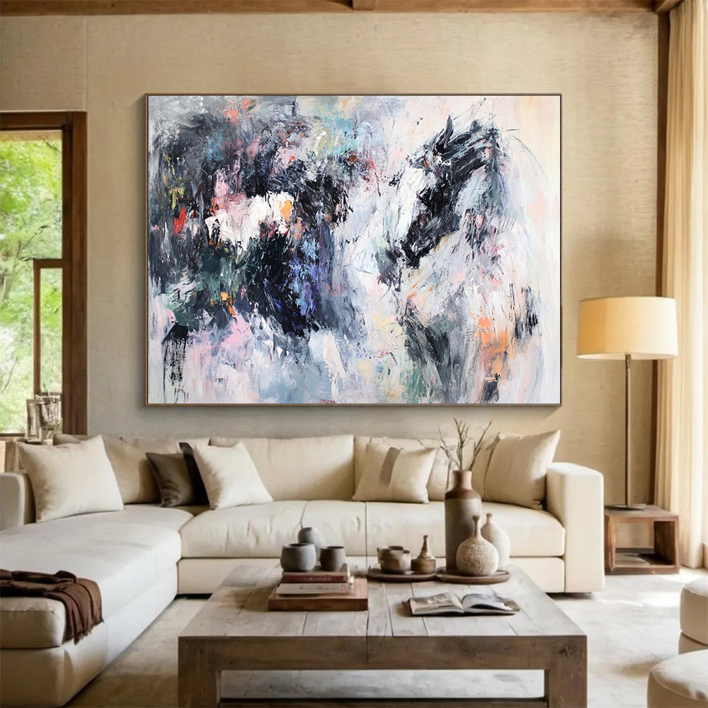 Colorful Abstract Horse Portrait - “Dynamic Steed” Painting On Canvas HB1464