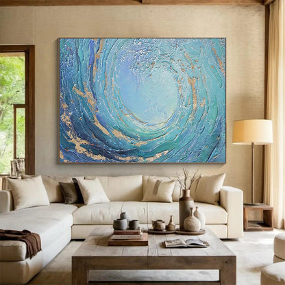 Textured Ocean Vortex - Dramatic Coastal Living Room Art DLZ254