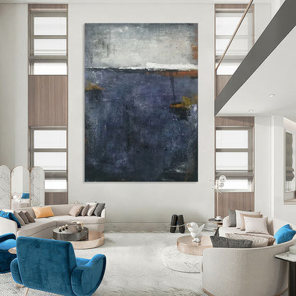 Lofty - Sized Vertical Hand - Painted Custom Abstract Requiem (with Dynamic Textures) for Office and Dining Room DKH1573