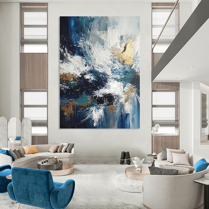 Modern contemporary hand-painted abstract artwork showcasing vibrant colors and dynamic shapes for a striking visual impact. DLZ1768