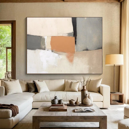 Neutral Tones Geometric Abstract - Cozy Living Room Charm DLZ076