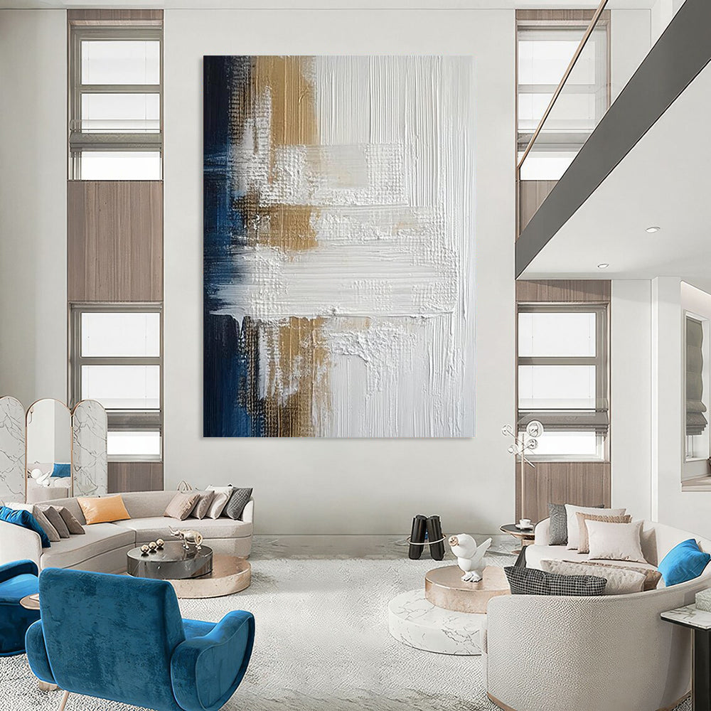 Contemporary hand-painted abstract art featuring vibrant colors and dynamic shapes perfect for enhancing modern living spaces. DLZ1772