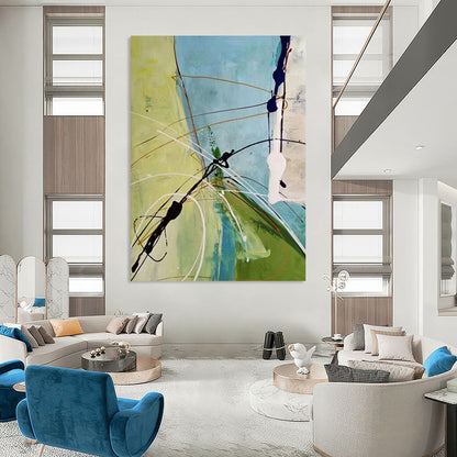 Expansive-Scale Hand-Painted Abstract Wall Art for Dining Room & Living Room LargeART2307