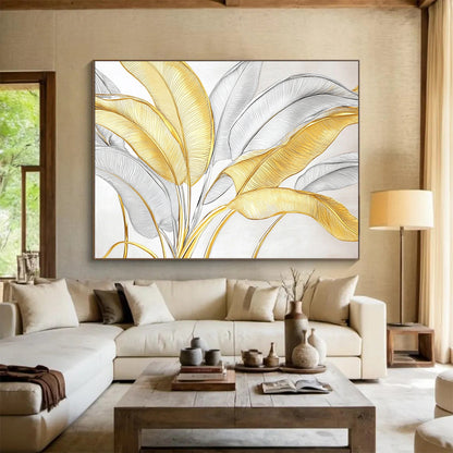 “Gold - Silver Leaf Patterns” - Metallic Botanical Painting HB0530