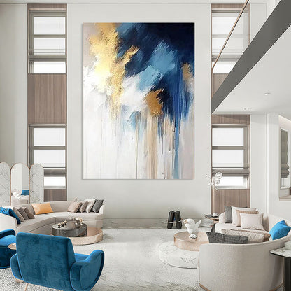 Contemporary hand-painted abstract artwork featuring vibrant colors and dynamic shapes, perfect for enhancing modern living spaces and inspiring creativity. DLZ1764