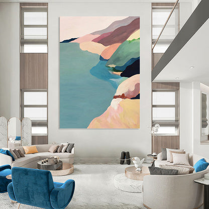 Large - Format Hand - Painted Custom Abstract Work (with Individualistic Textures), for Decorating Bedroom and Hotel DKH1456