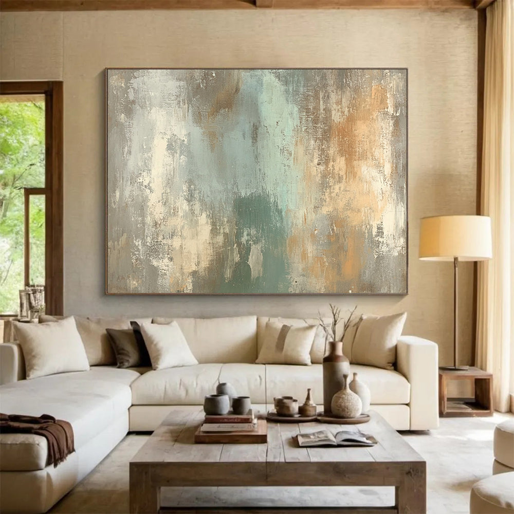 “Abstract Earth Tones” - Grays, Browns, Teals, Abstract Textured Painting - Acrylic Painting HB1765
