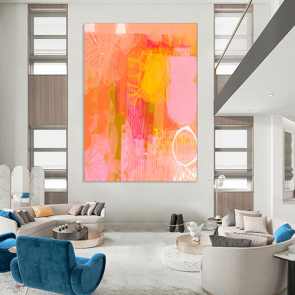 Luminous & Glowing Hand-Painted Custom Abstract Painting for Living Room & Entryway LargeART2003