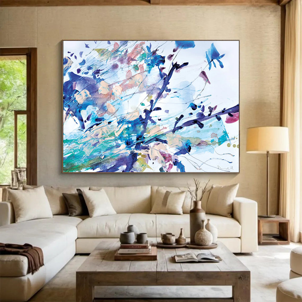 Blue - Colored Floral Abstract: Lighting Up the Artistic Flowers in the Space DLZ147