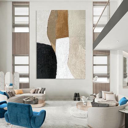 Contemporary hand-painted abstract artwork featuring a detailed leg and foot profile in textured neutral colors with bold brush strokes. DLZ0970