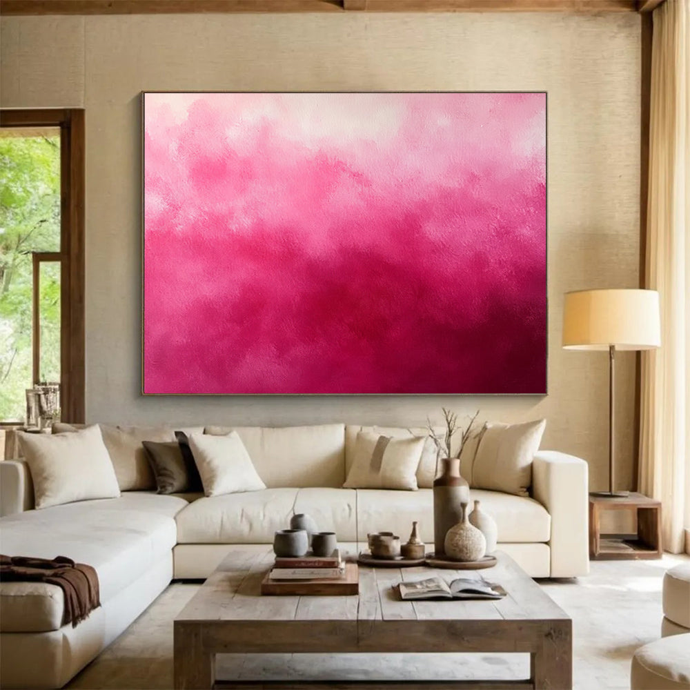 “Pink Gradient Dream” - Pink, White - Soft Gradient Texture - Acrylic Painting HB1296