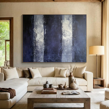 “Moody Purple Stripes” - Purple, Gray, Black, Abstract Vertical Strokes Painting On Canvas HB1034