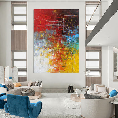 Custom Handmade Abstract Paintings: Big Sizes, Textured Details for Bedroom & Hallway DTP254