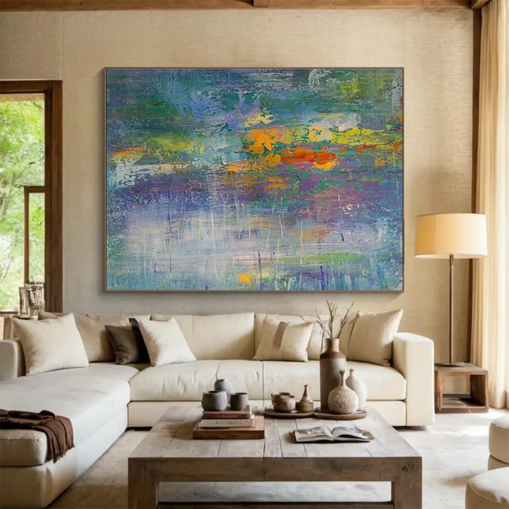 Vast - Sized Hand - Painted Textured Abstract Canvas for Decorative Statement DKH714