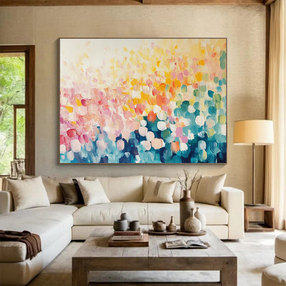 “Blossom - Dot Paradise” - Pastel circles, vibrant hues, Pointillist - Inspired Painting On Canvas HB0572