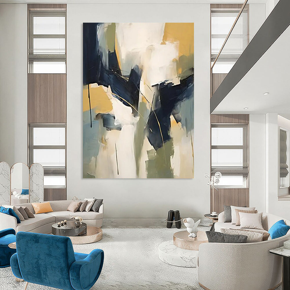 Thunderclouds: Titanic Hand - Painted Custom Abstract Canvas for Entryway and Living Room DTP123