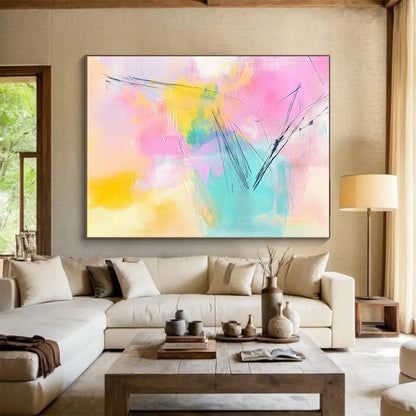 “Pastel Abstract Strokes” - Pink, Yellow, Green, Blue, Purple - Soft Abstract Strokes - Acrylic Painting HB1322