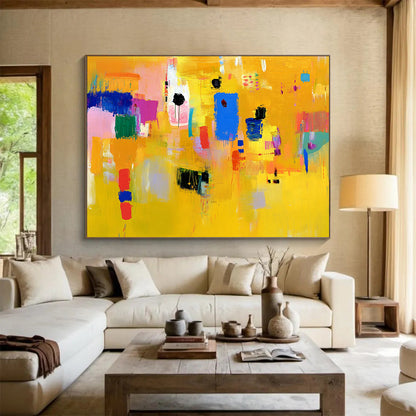“Vibrant Color Block Abstraction” - Yellow, Pink, Blue, Purple with Color Blocks - Abstract Acrylic Painting HB1353