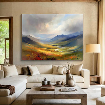 Colorful Mountain Landscape "Vivid Valleys" Painting On Canvas HB0663