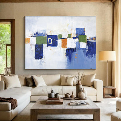 “Colorful Geometric Blocks” - Blue, Green, Orange, Abstract Geometric Blocks HB1130