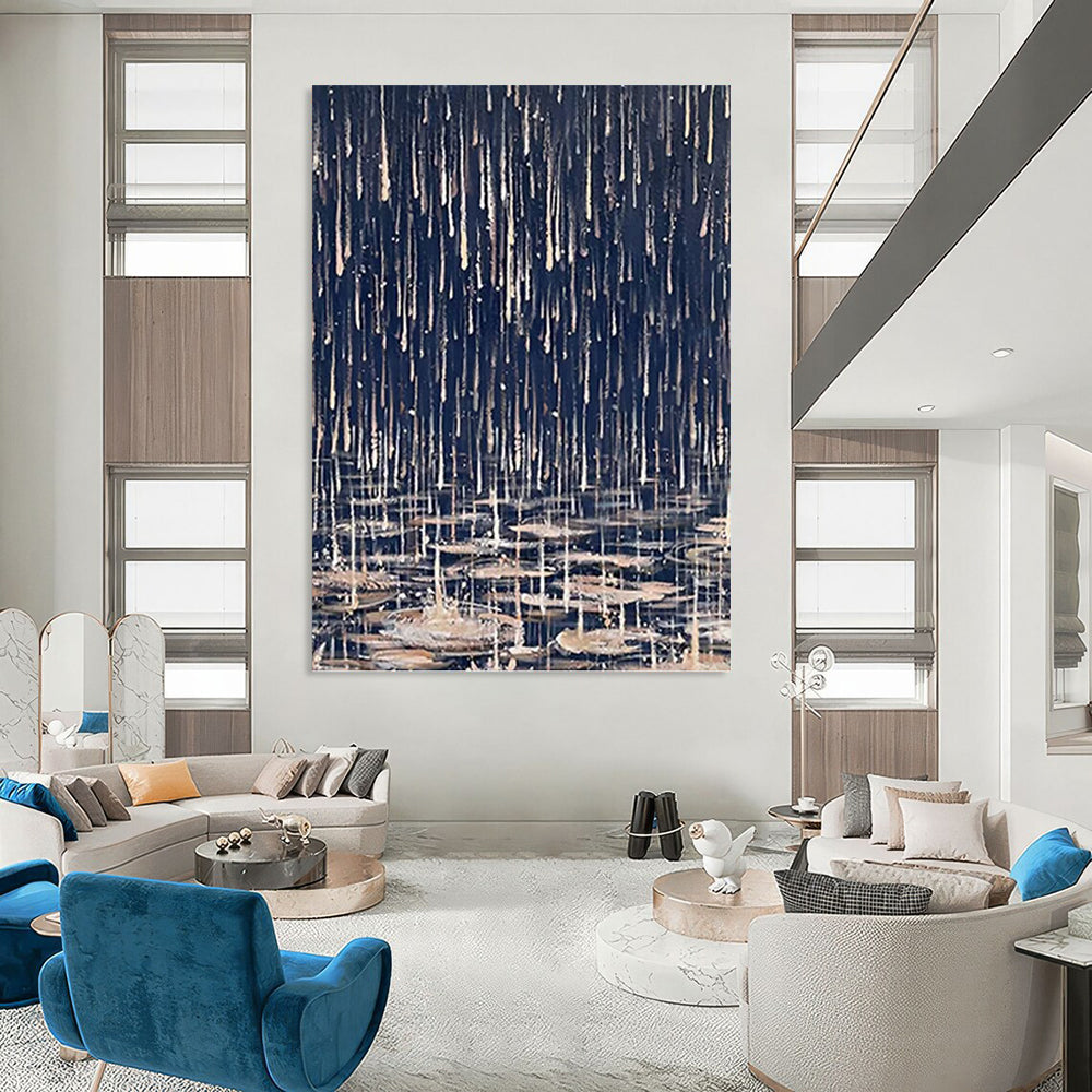 Lavish Hand - Painted Textured Abstract Mural for Bar & Hotel DKH1325
