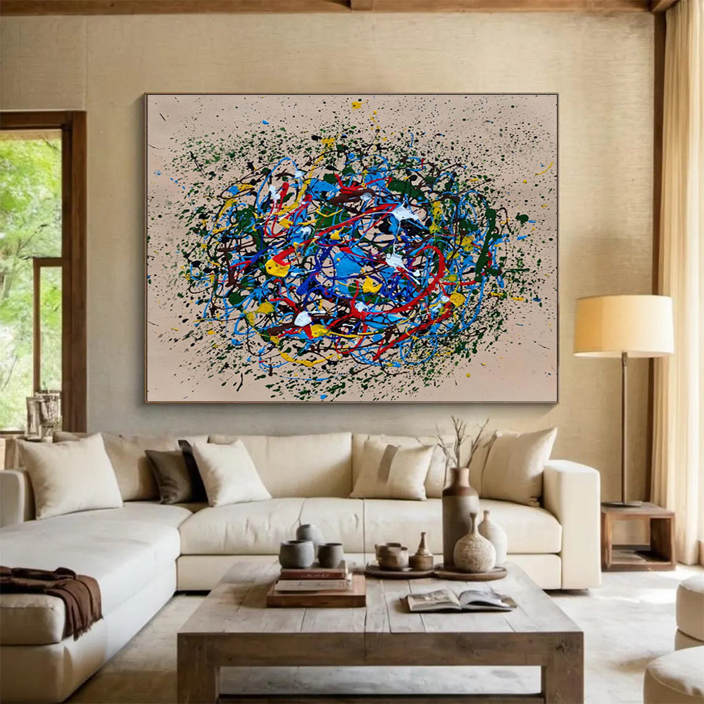 “Artistic Tides” Large - Format Abstract Mural for Bedroom & Dining Room DKH304