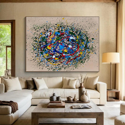“Artistic Tides” Large - Format Abstract Mural for Bedroom & Dining Room DKH304