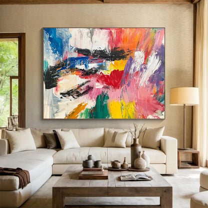 Colorful Abstract Chaos - Bold Abstract Oil Painting On Canvas HB0483