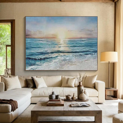 Sunset Over the Ocean - Romantic Living Room or Bedroom Art DLZ258
