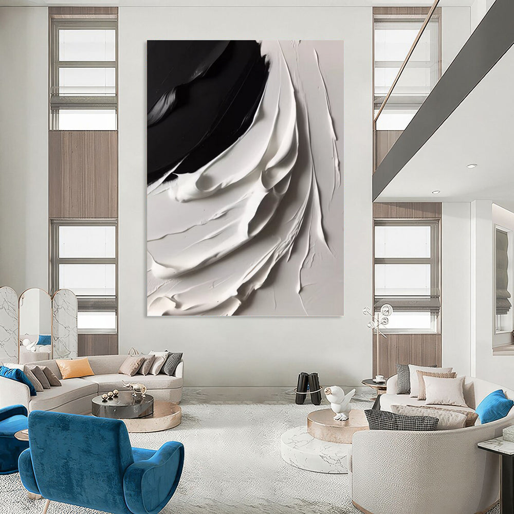 Custom Vertical Hand - Painted Large Abstract Canvas for Office and Entryway DKH1670