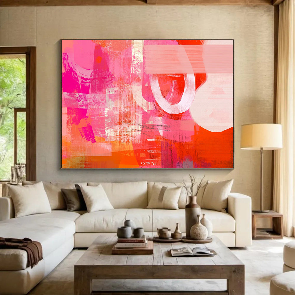 “Vibrant Pink - Orange Abstract” - Expressive Abstract Painting HB0532