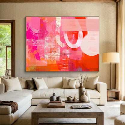 “Vibrant Pink - Orange Abstract” - Expressive Abstract Painting HB0532