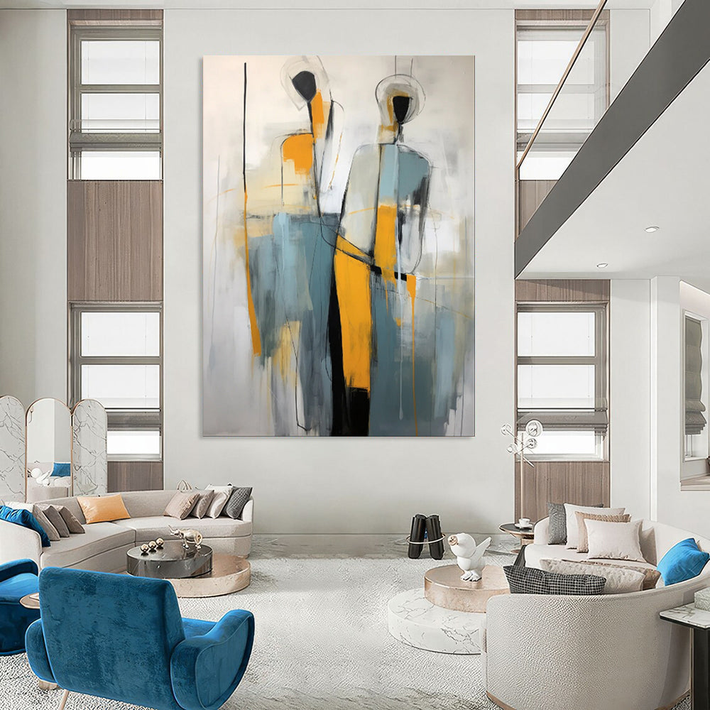 Custom Hand-Painted Abstract Mural for Living Room & Hotel LargeART1880